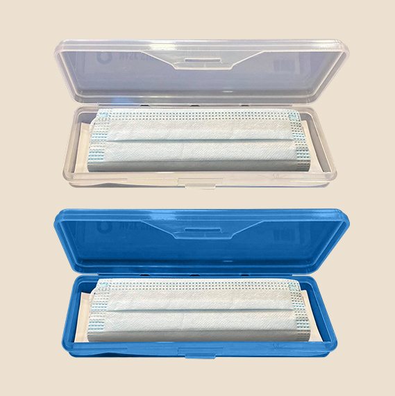 Blue, yellow, pink and white Face Mask Storage Case
