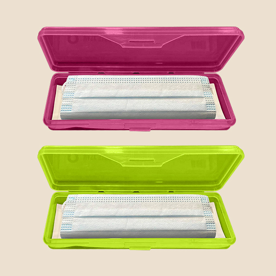 Blue, yellow, pink and white Face Mask Storage Case