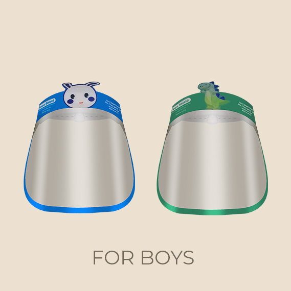 toddler face shield in different color and patch design