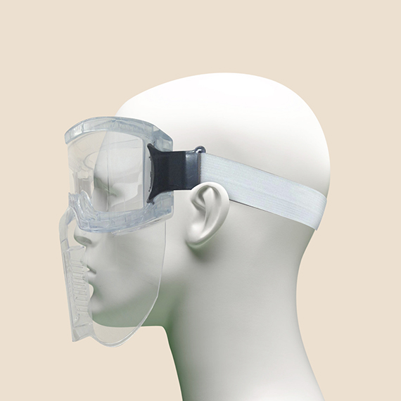 Clear safety goggles with face shield.