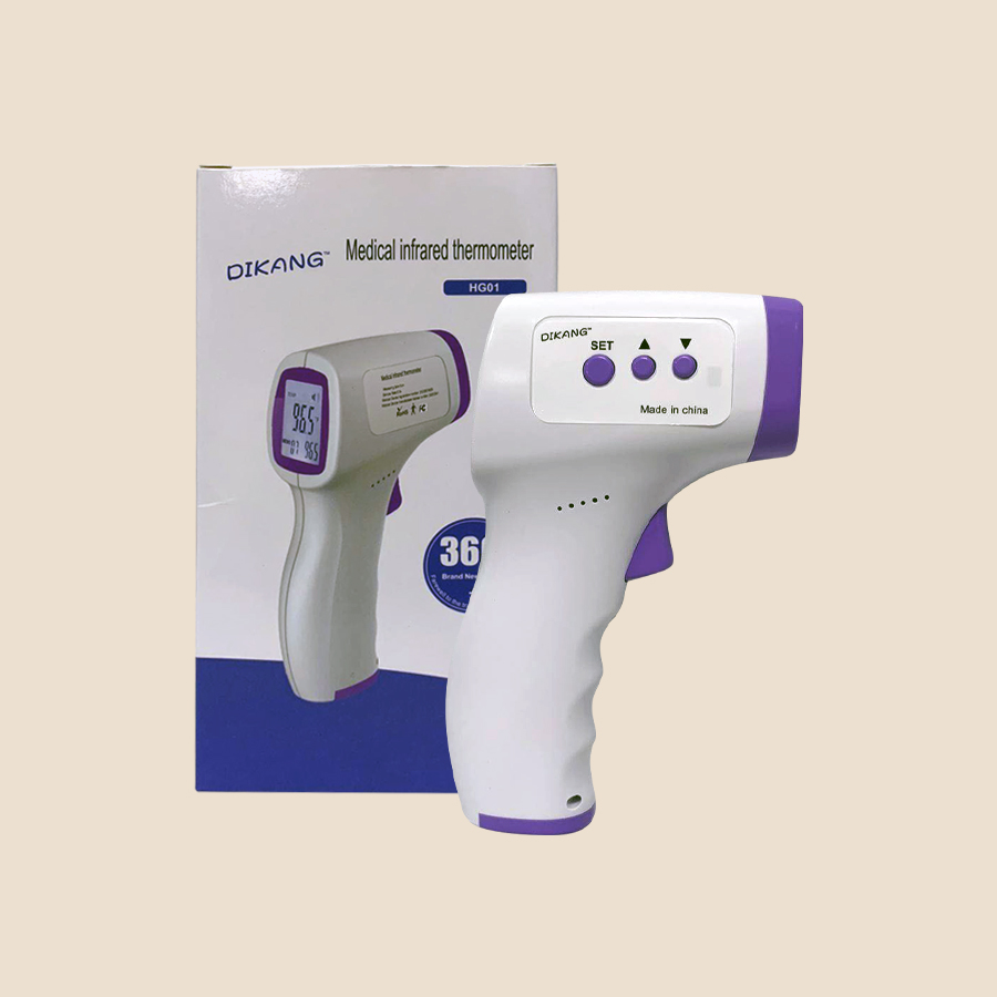 A box and contactless infrared thermometer